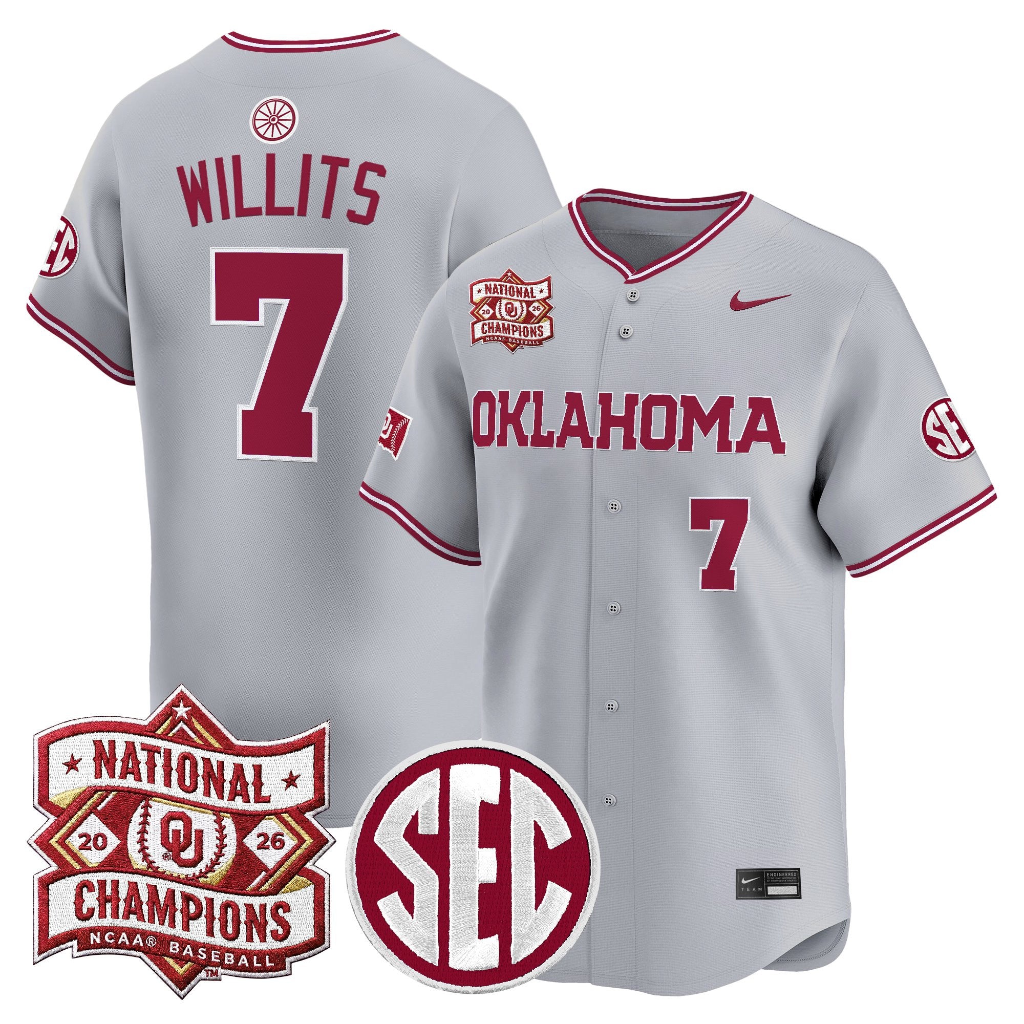 Men's Oklahoma Sooners 2026 National Champions Patch Vapor Premier Limited Jersey V2 - All Stitched