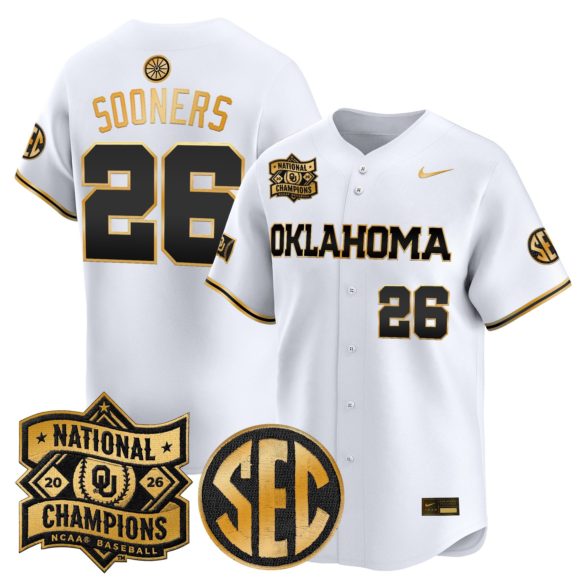 Men's Oklahoma Sooners 2026 National Champions Patch Vapor Premier Limited Jersey V2 - All Stitched