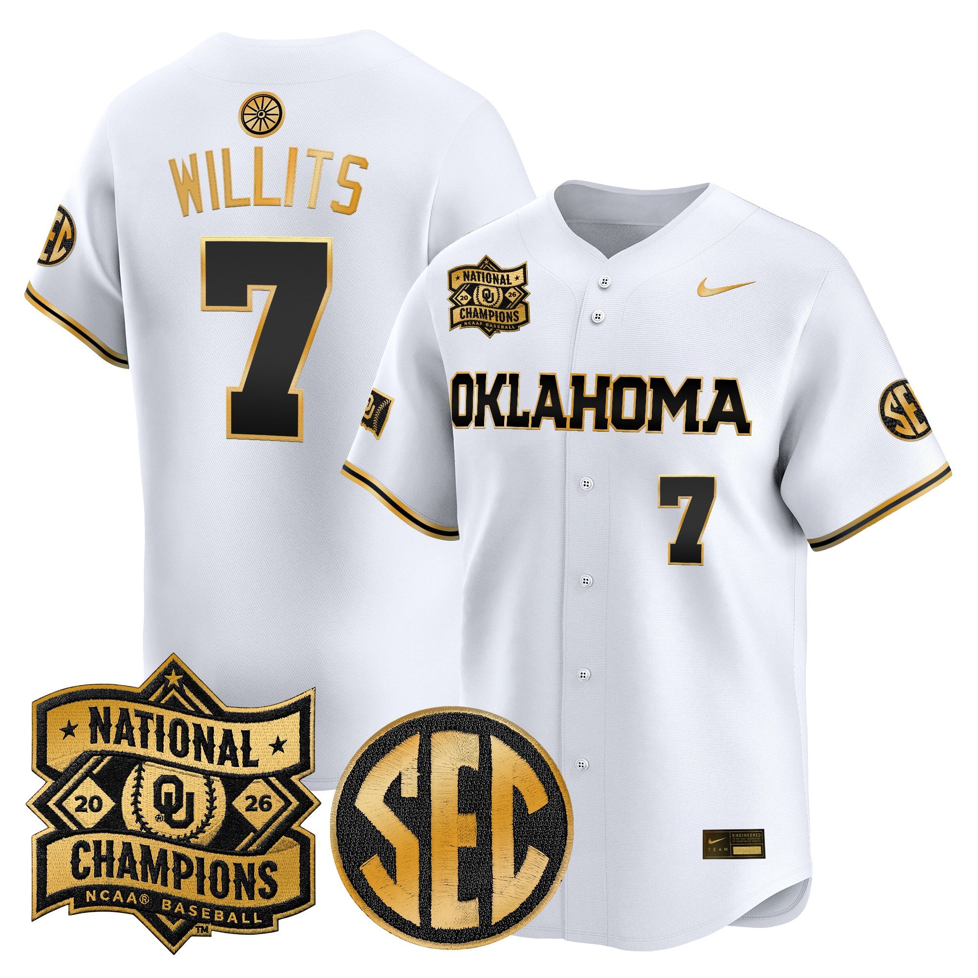 Men's Oklahoma Sooners 2026 National Champions Patch Vapor Premier Limited Jersey V2 - All Stitched