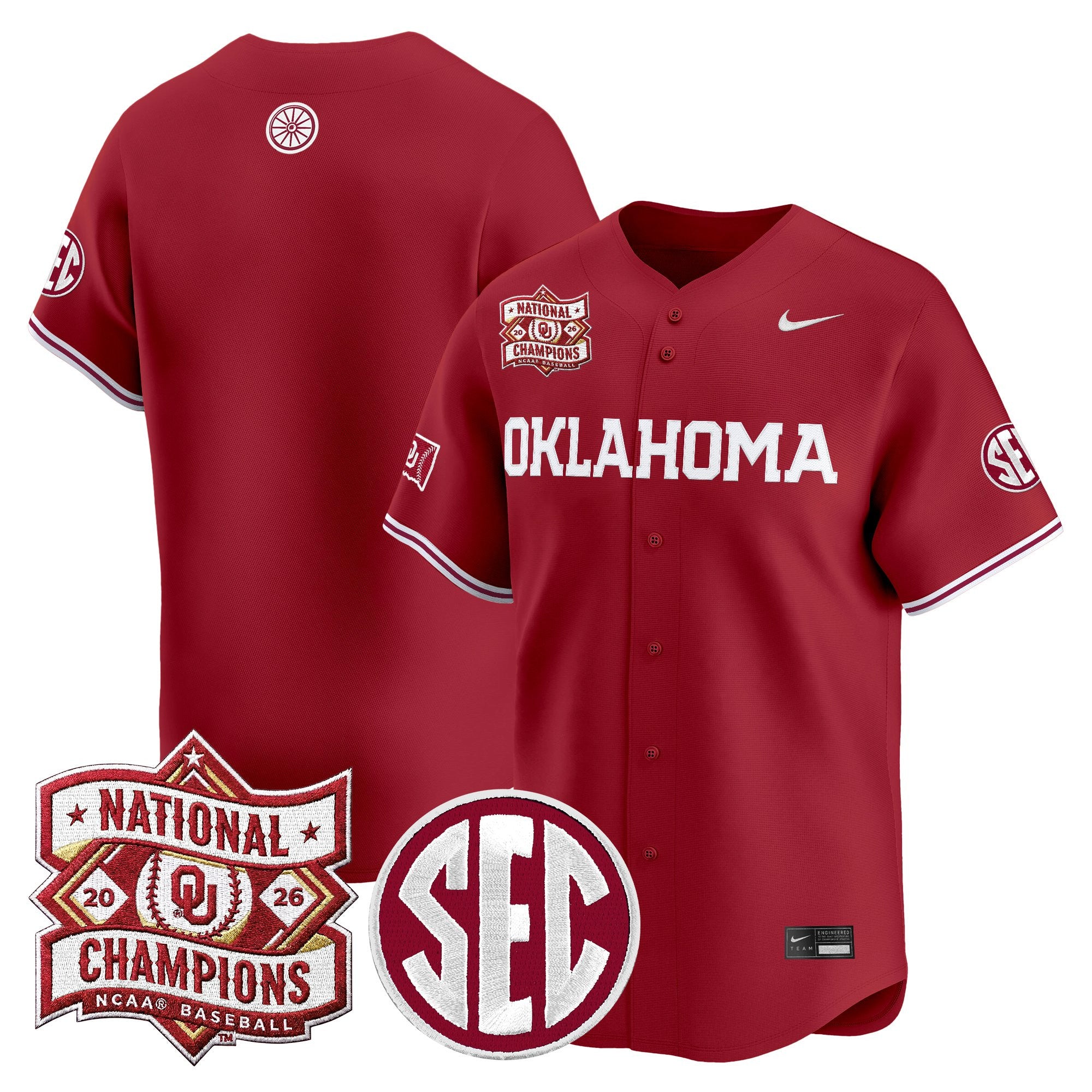 Men's Oklahoma Sooners 2026 National Champions Patch Vapor Premier Limited Jersey V2 - All Stitched