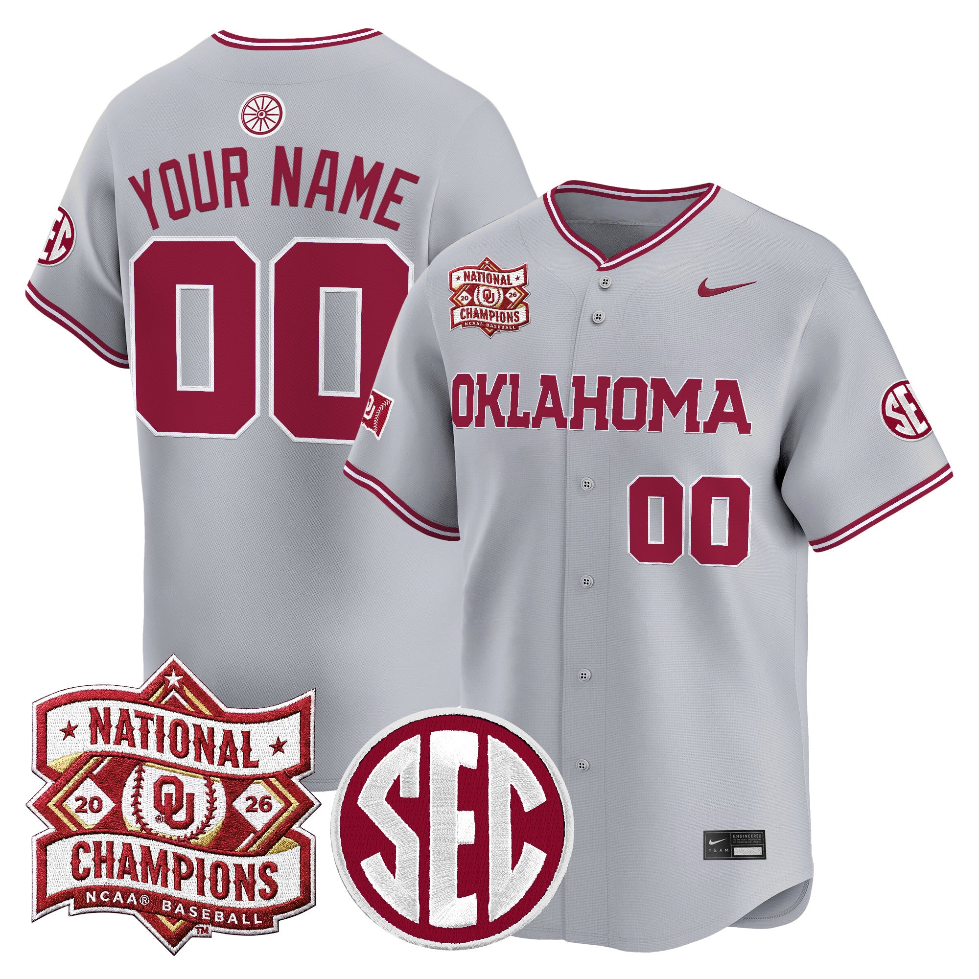 Oklahoma Sooners 2026 National Champions Patch Vapor Premier Limited Custom Jersey V2 - All Stitched