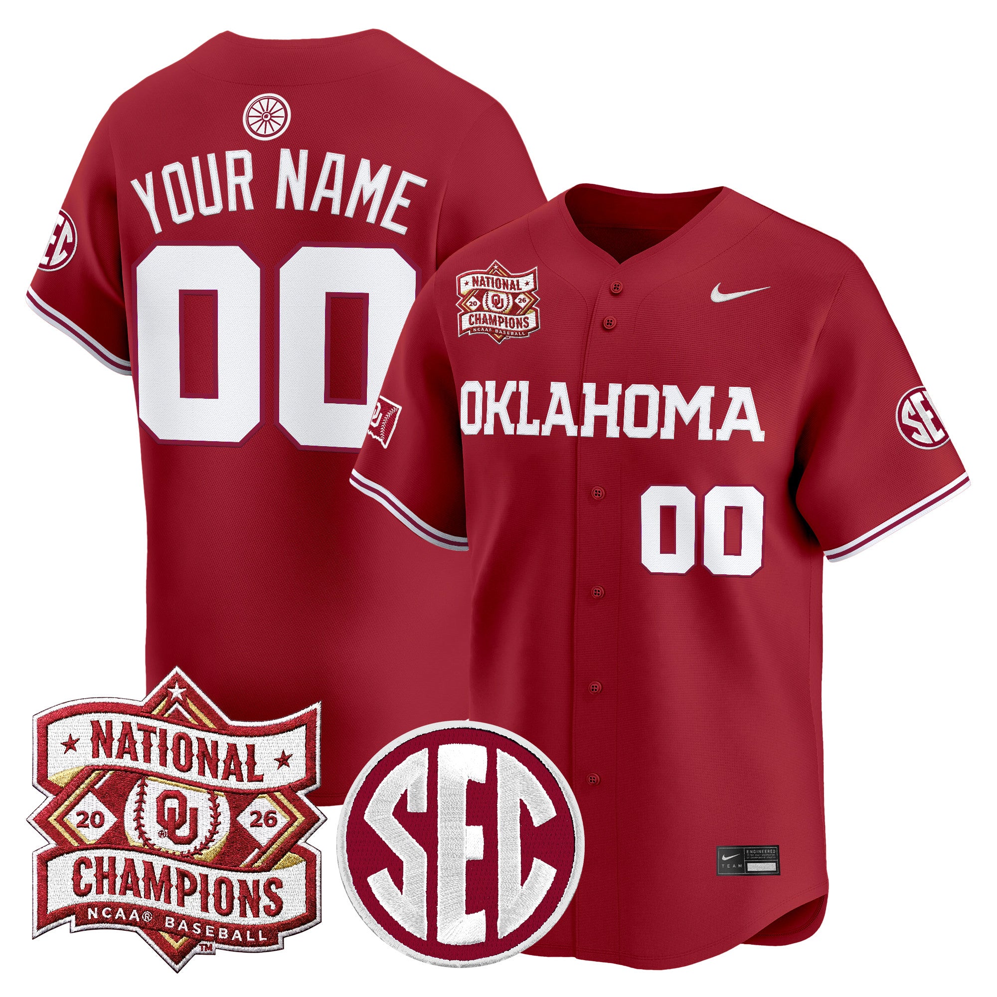 Oklahoma Sooners 2026 National Champions Patch Vapor Premier Limited Custom Jersey V2 - All Stitched