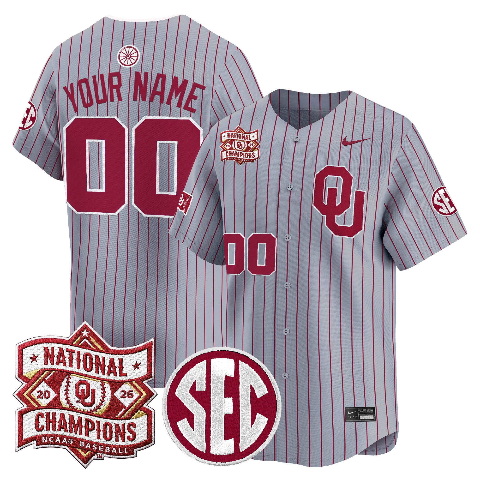Oklahoma Sooners 2026 National Champions Patch Vapor Premier Limited Custom Jersey V2 - All Stitched