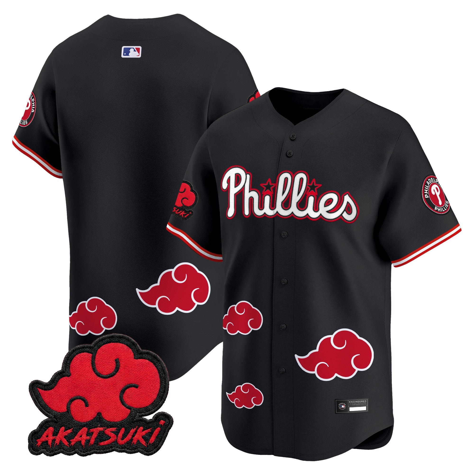 Philadelphia Phillies x Naruto "Akatsuki Edition" Vapor Premier Limited Jersey - Stitched