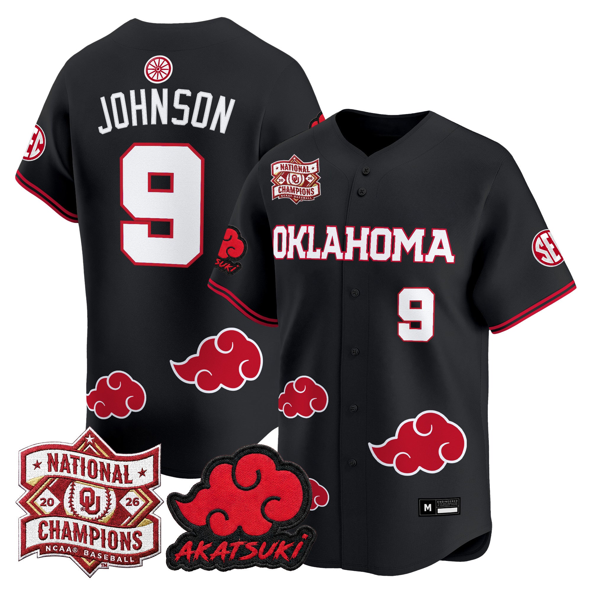Oklahoma Sooners 2026 National Champions Patch x Naruto "Akatsuki Edition" Vapor Premier Limited Jersey - All Stitched