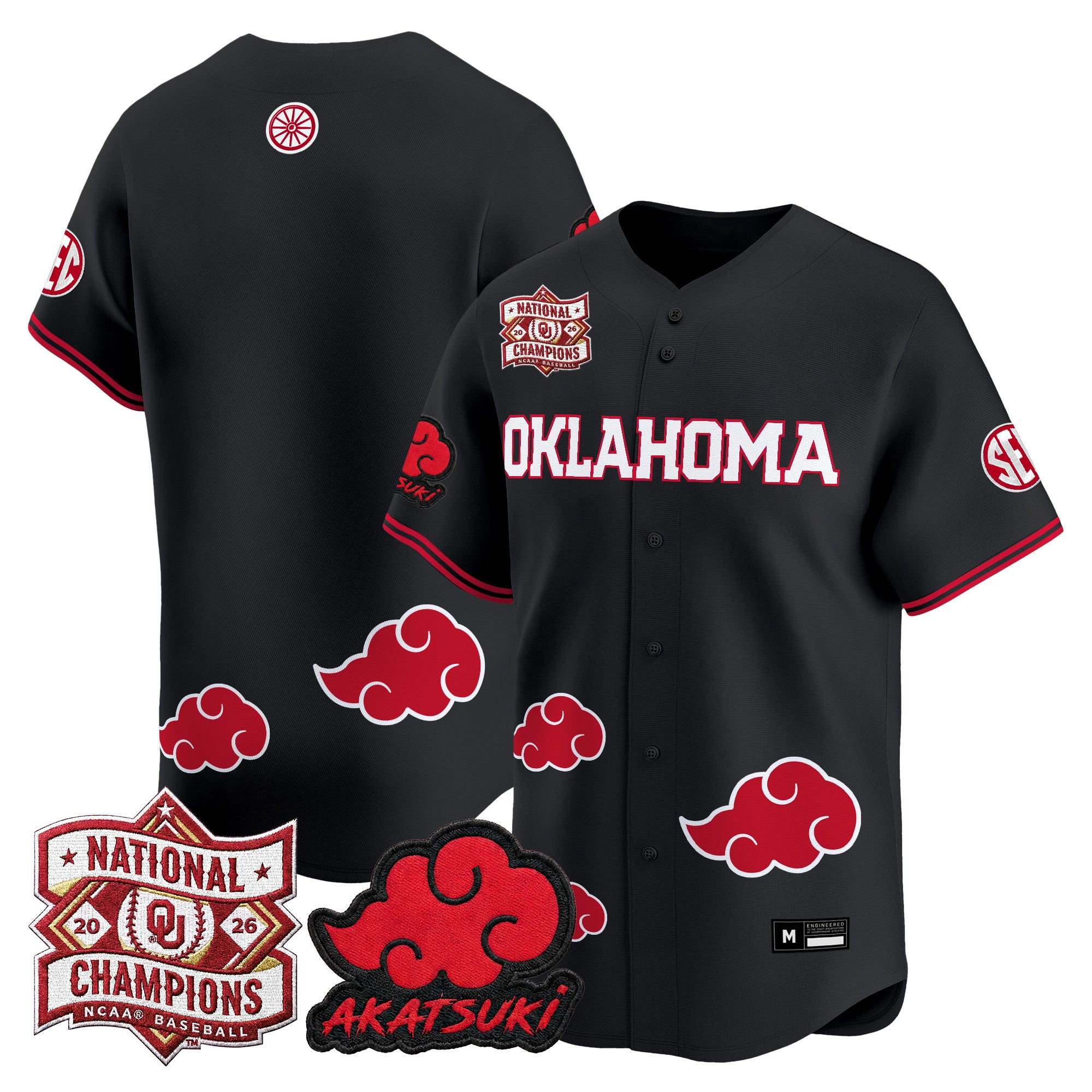 Oklahoma Sooners 2026 National Champions Patch x Naruto "Akatsuki Edition" Vapor Premier Limited Jersey - All Stitched
