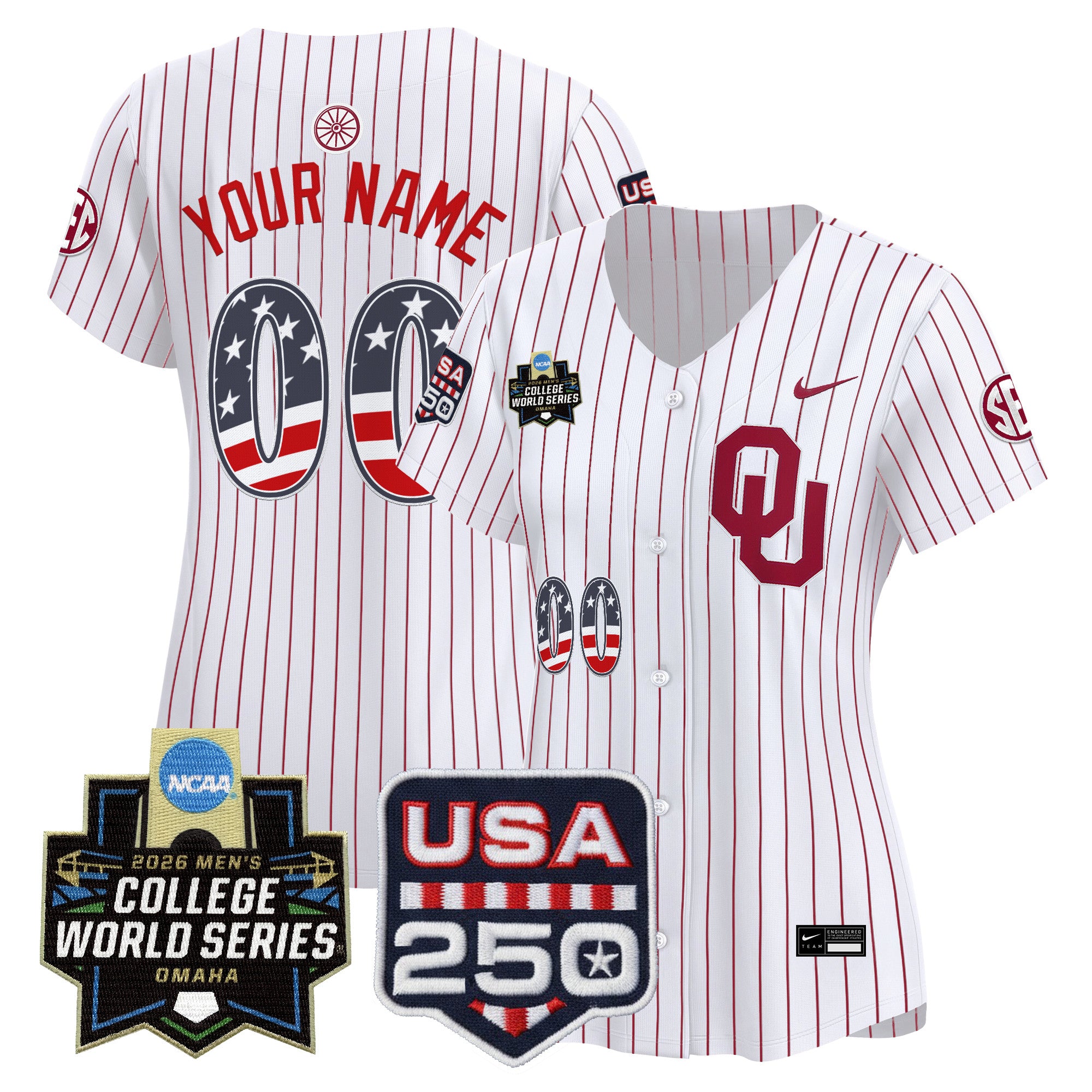 Oklahoma Sooners USA 250 Fourth of July Vapor Premier Limited Custom Jersey - 2026 World Series Patch - All Stitched