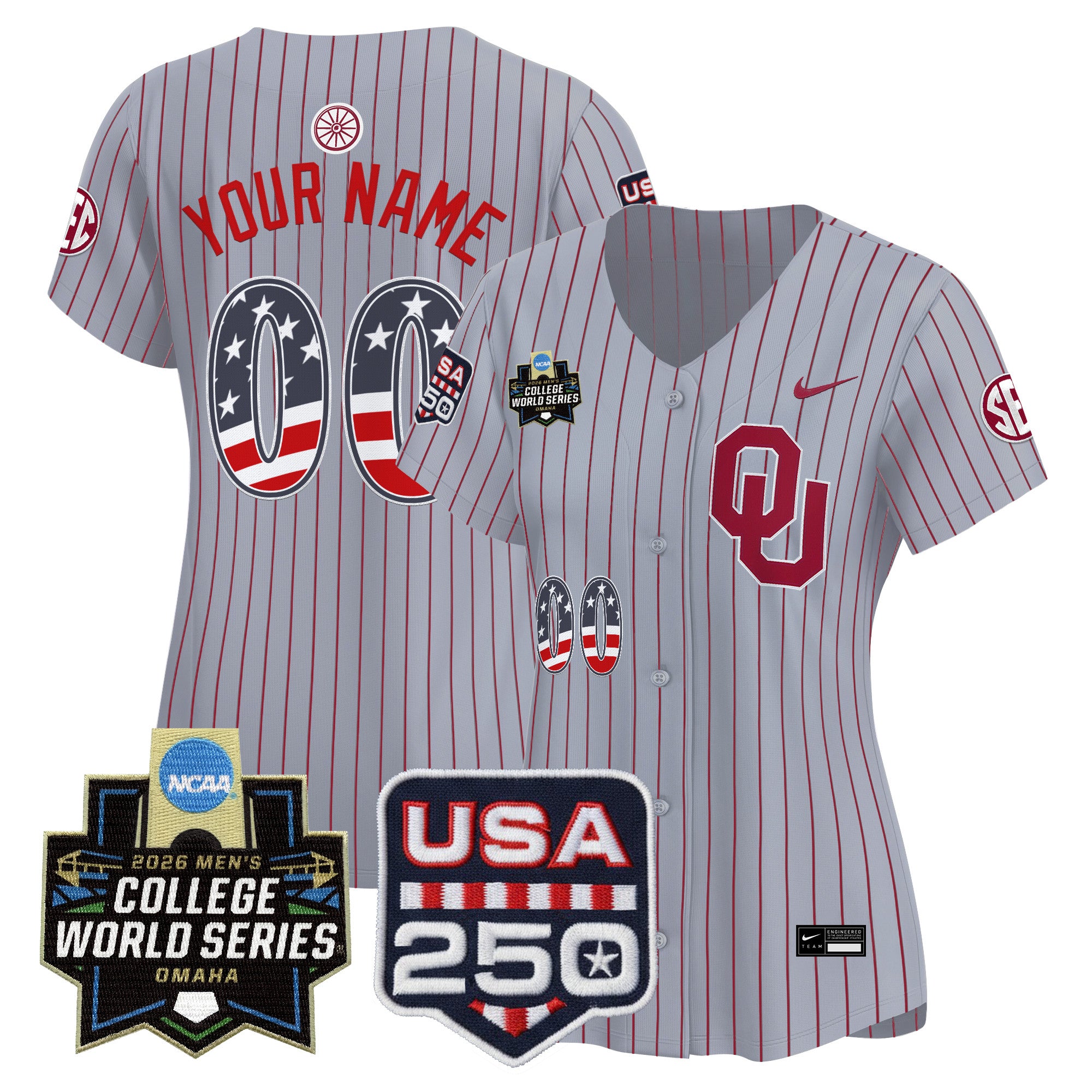 Oklahoma Sooners USA 250 Fourth of July Vapor Premier Limited Custom Jersey - 2026 World Series Patch - All Stitched