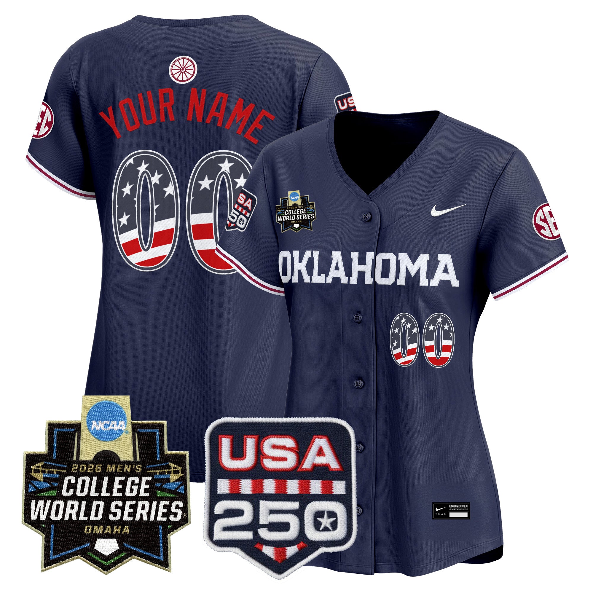 Oklahoma Sooners USA 250 Fourth of July Vapor Premier Limited Custom Jersey - 2026 World Series Patch - All Stitched