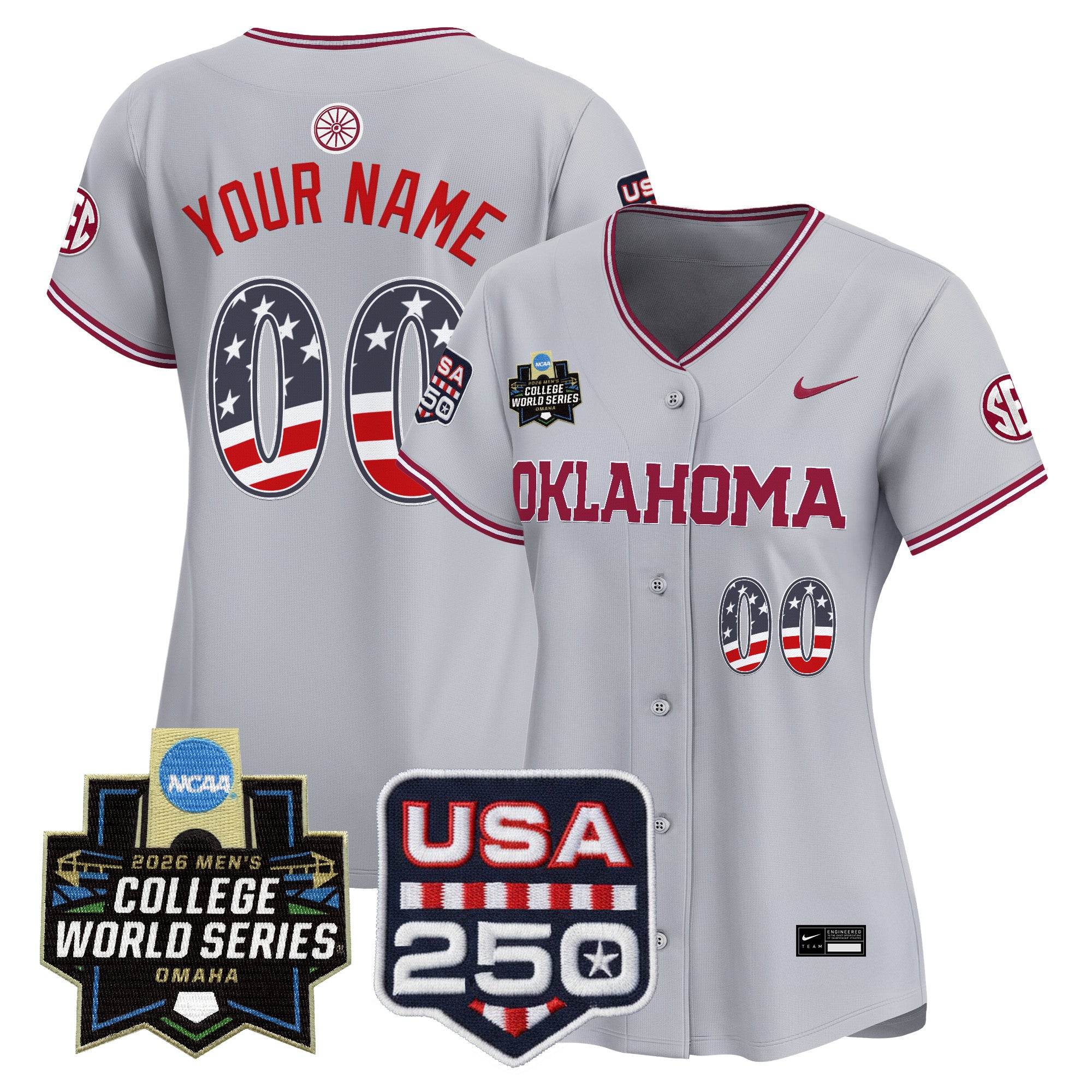 Oklahoma Sooners USA 250 Fourth of July Vapor Premier Limited Custom Jersey - 2026 World Series Patch - All Stitched