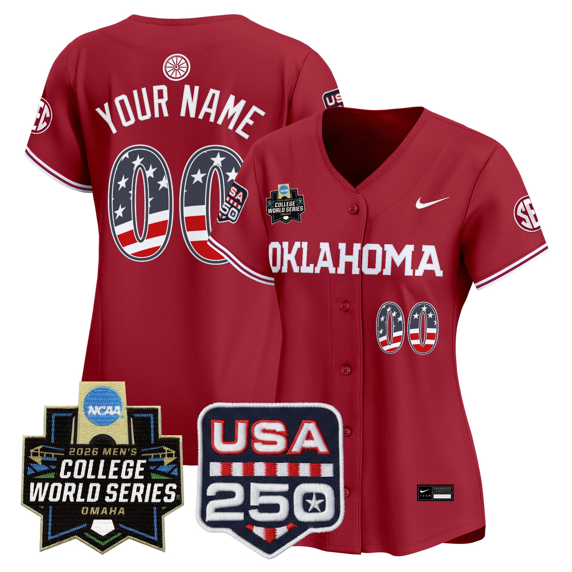 Oklahoma Sooners USA 250 Fourth of July Vapor Premier Limited Custom Jersey - 2026 World Series Patch - All Stitched