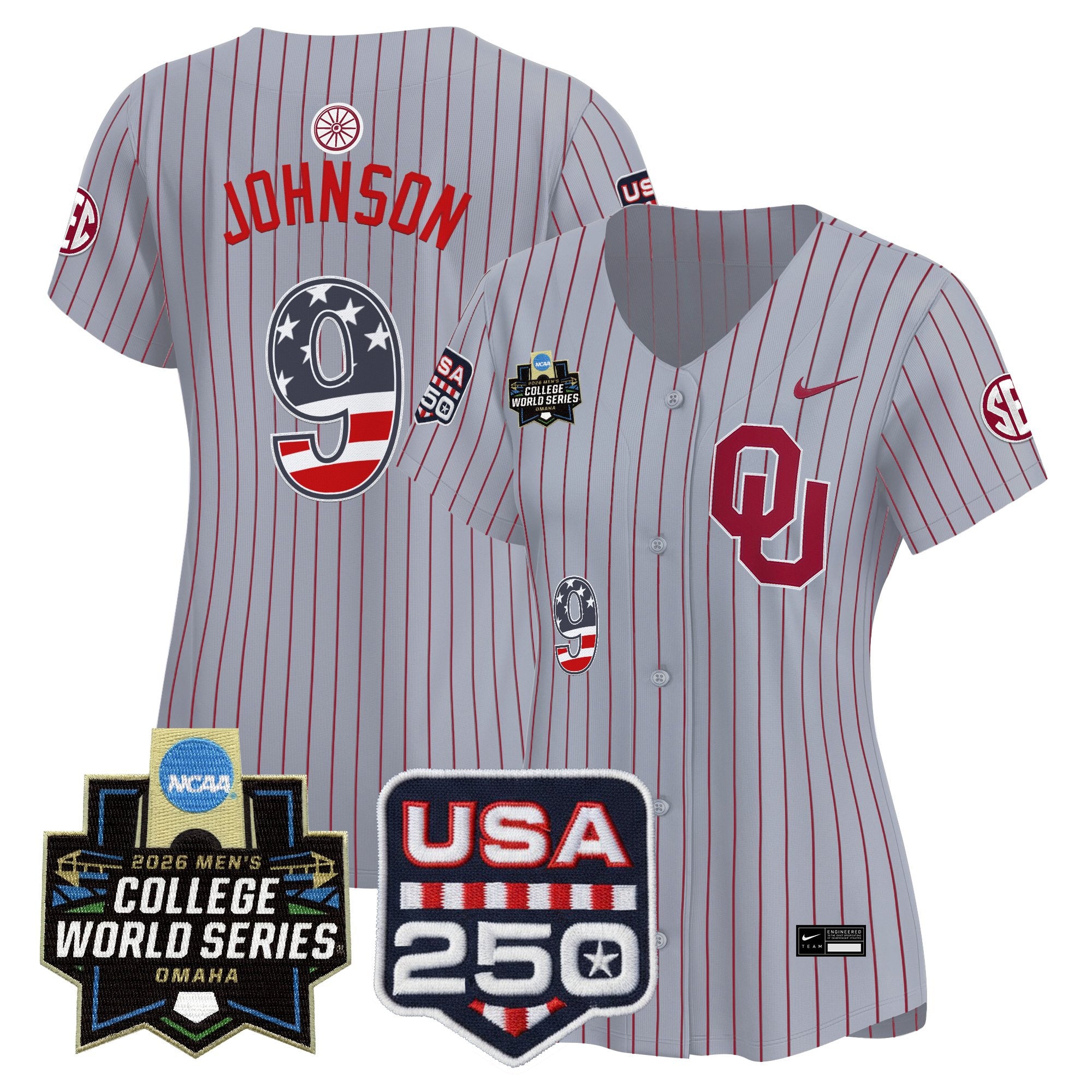 Women's Oklahoma Sooners USA 250 Fourth of July Vapor Premier Limited Jersey - 2026 World Series patch - All Stitched