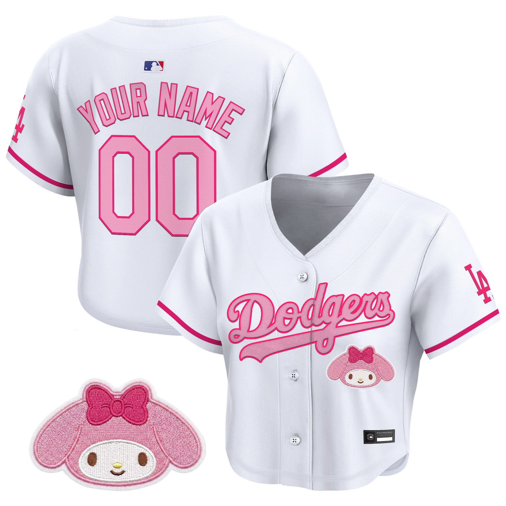 Women's Los Angeles Dodgers x Sanrio Friends Crop Top Baseball Custom Jersey - All Stitched