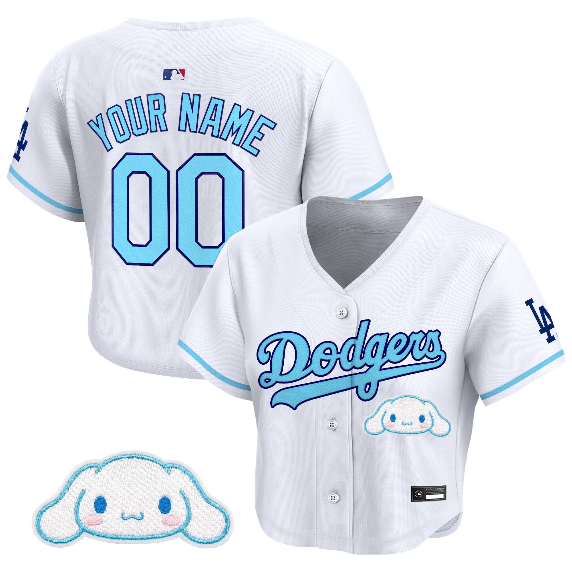 Women's Los Angeles Dodgers x Sanrio Friends Crop Top Baseball Custom Jersey - All Stitched