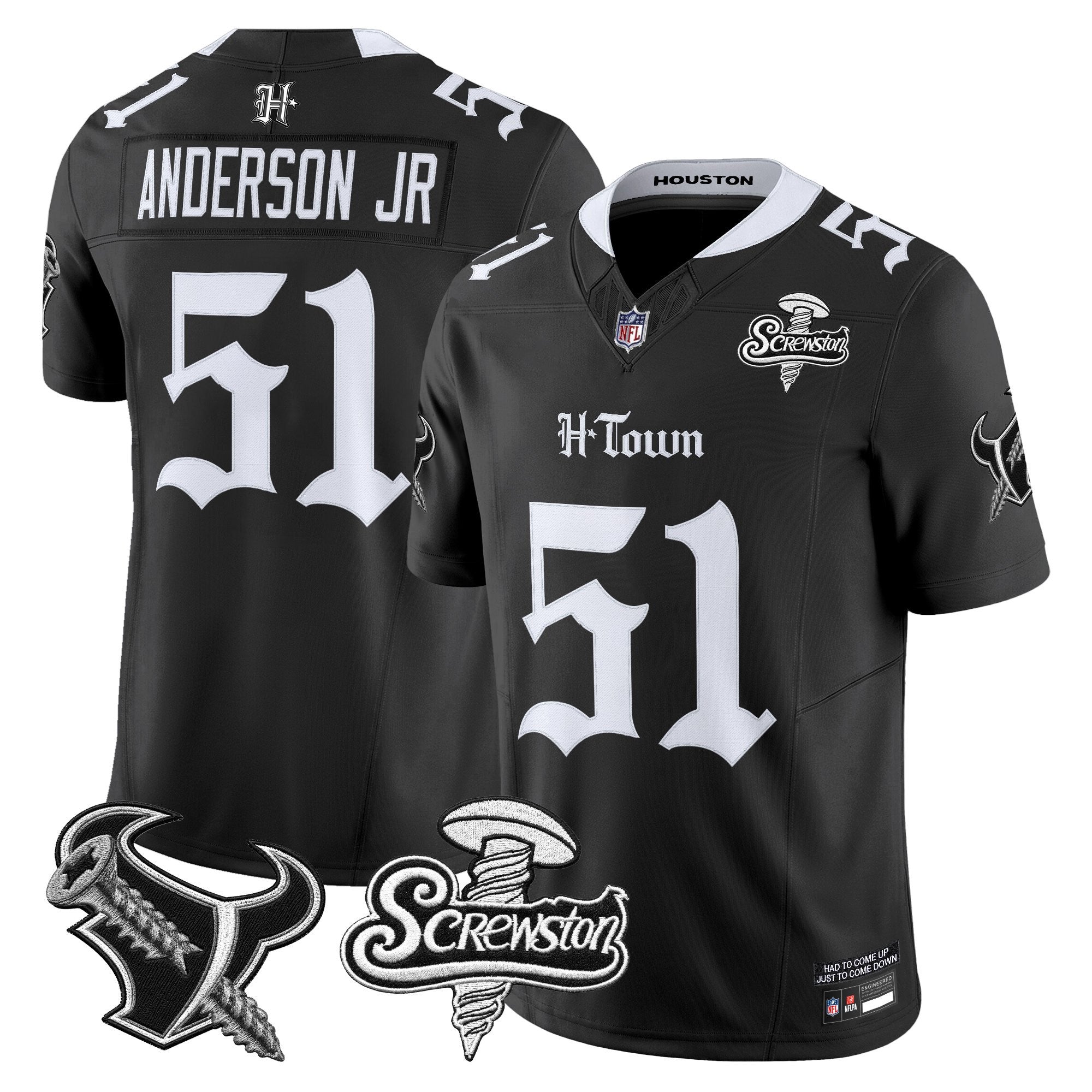 Men's Houston Texans DJ Screw Vapor Limited Jersey - Gothic Edition - All Stitched