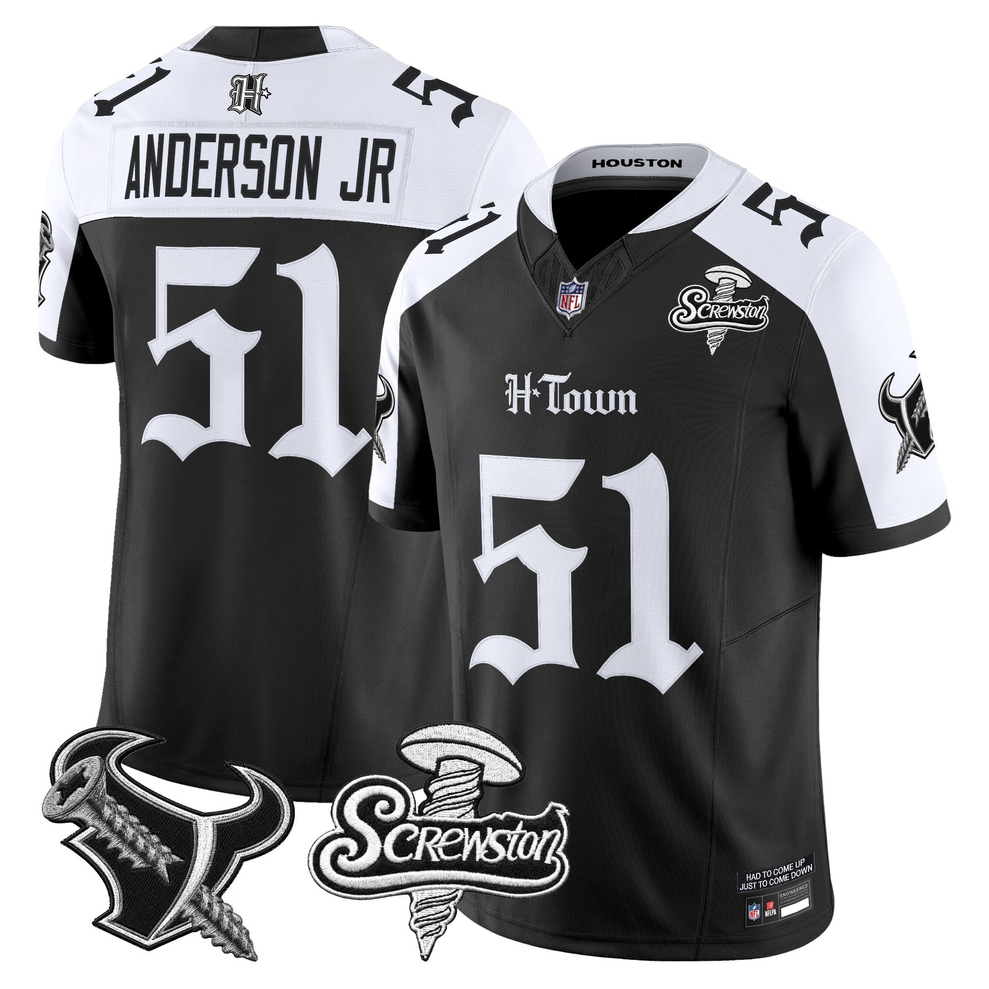Men's Houston Texans DJ Screw Vapor Limited Jersey - Gothic Edition - All Stitched