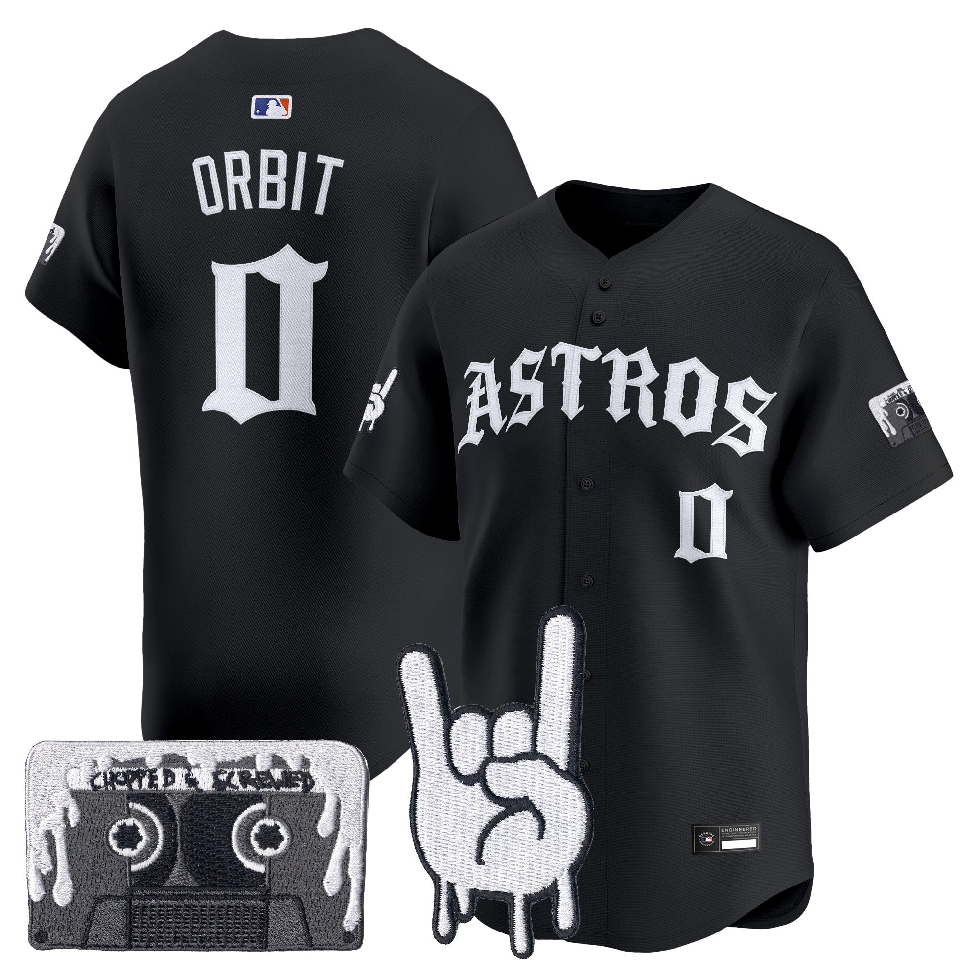 Men's Houston Astros Dj Screw Vapor Premier Limited Jersey - Gothic Edition - All Stitched
