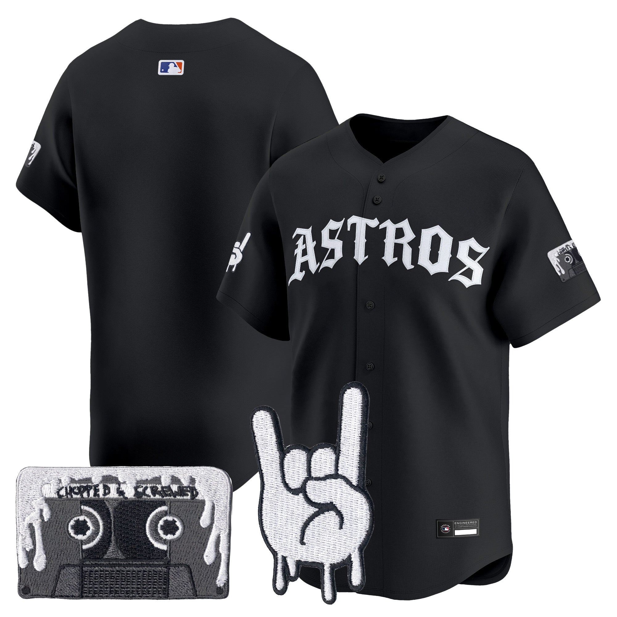 Men's Houston Astros Dj Screw Vapor Premier Limited Jersey - Gothic Edition - All Stitched