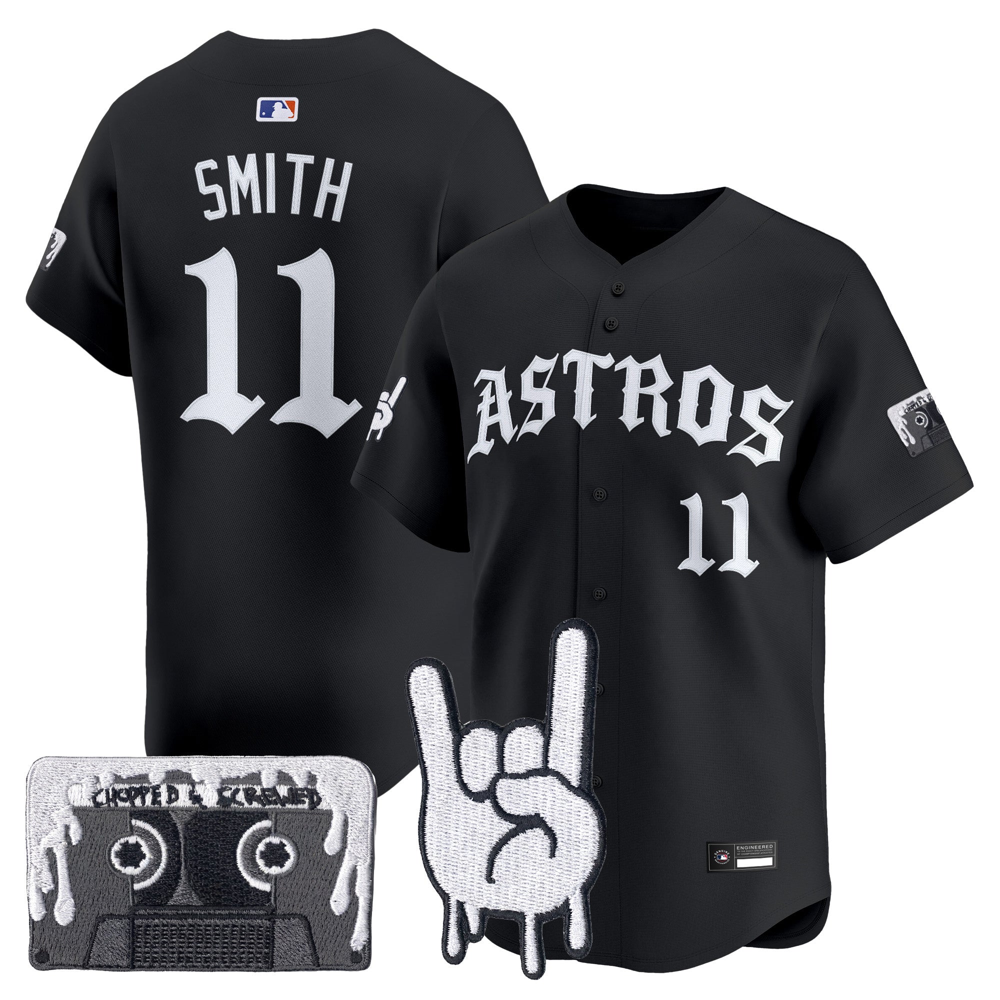 Men's Houston Astros Dj Screw Vapor Premier Limited Jersey - Gothic Edition - All Stitched