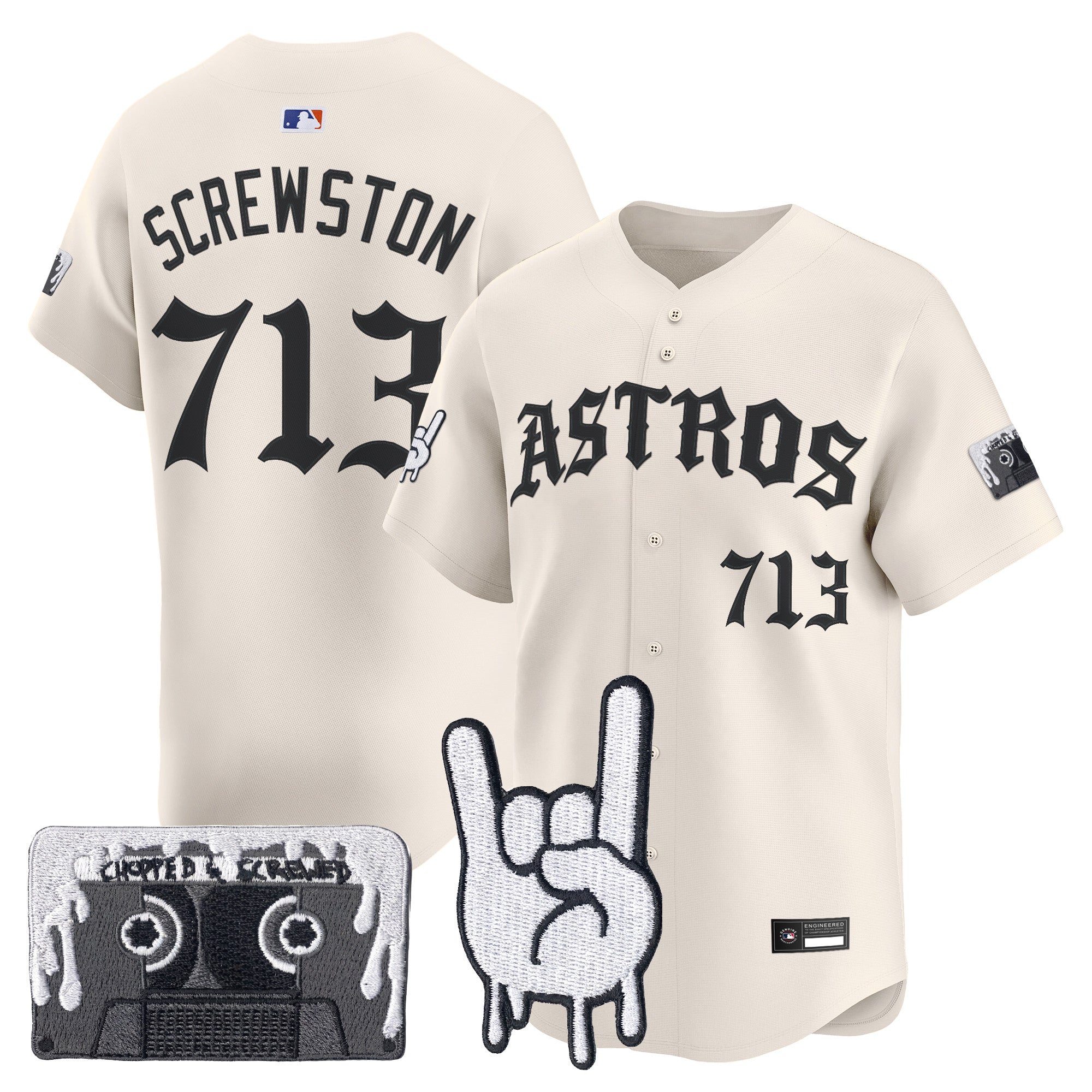 Men's Houston Astros Dj Screw Vapor Premier Limited Jersey - Gothic Edition - All Stitched