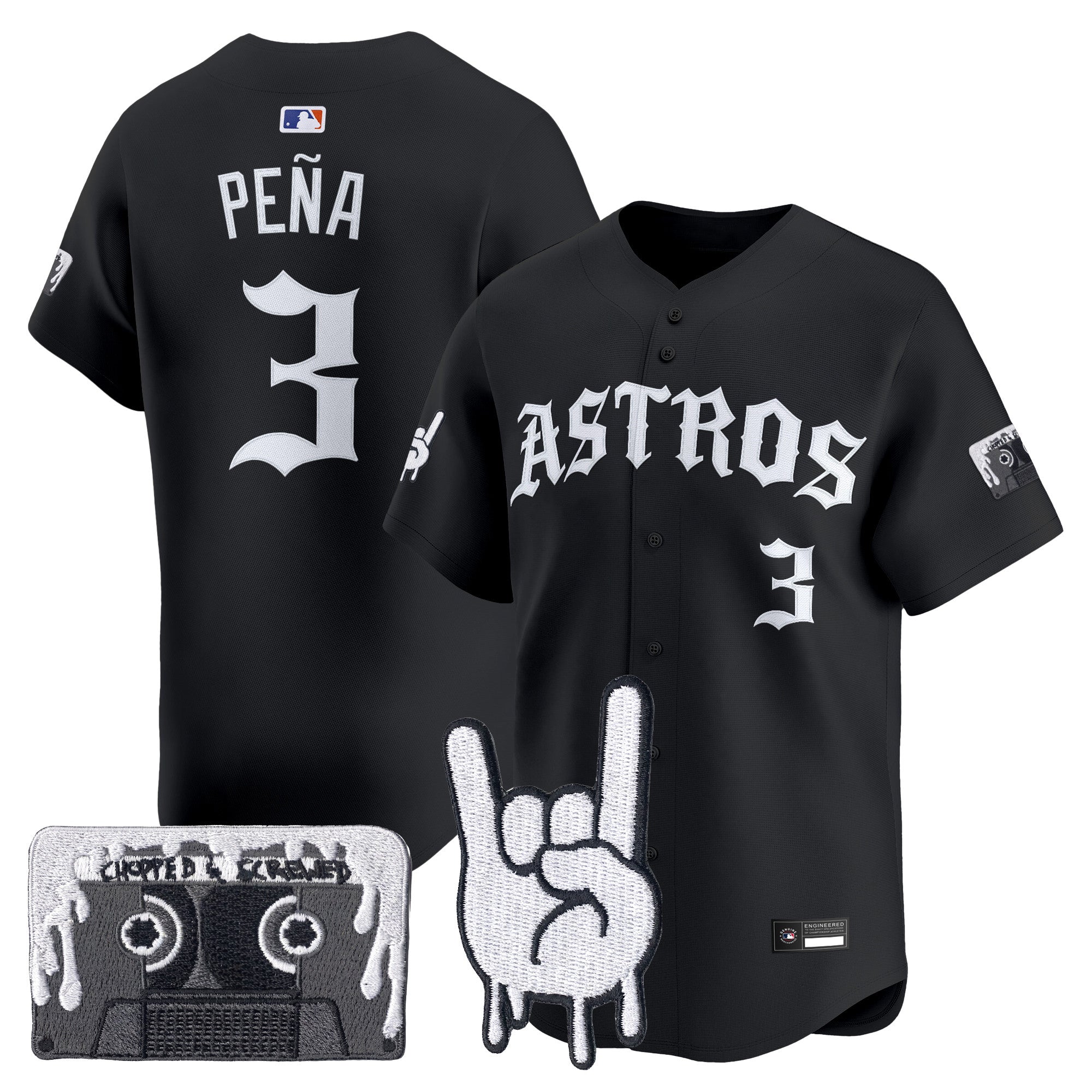 Men's Houston Astros Dj Screw Vapor Premier Limited Jersey - Gothic Edition - All Stitched