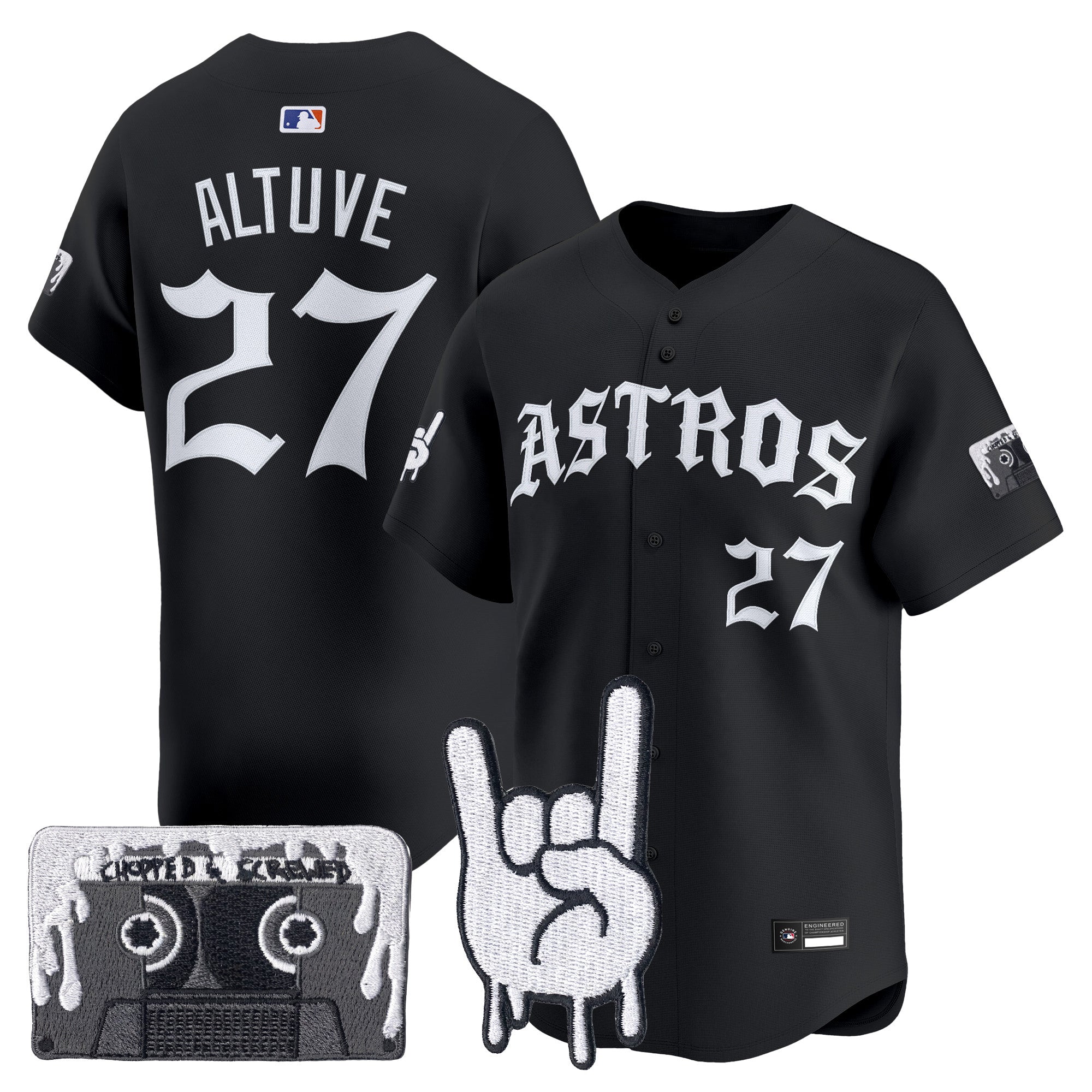 Men's Houston Astros Dj Screw Vapor Premier Limited Jersey - Gothic Edition - All Stitched