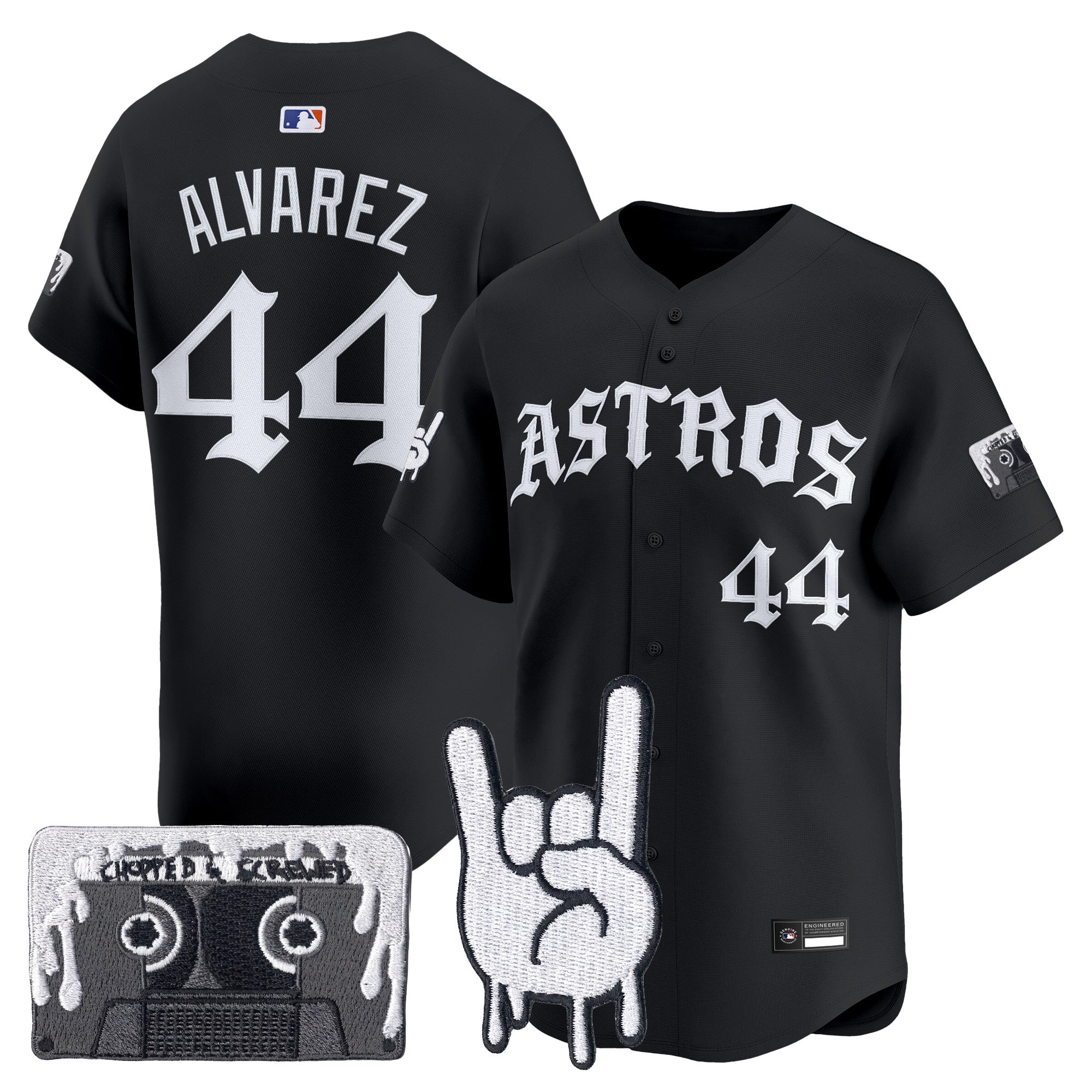 Men's Houston Astros Dj Screw Vapor Premier Limited Jersey - Gothic Edition - All Stitched
