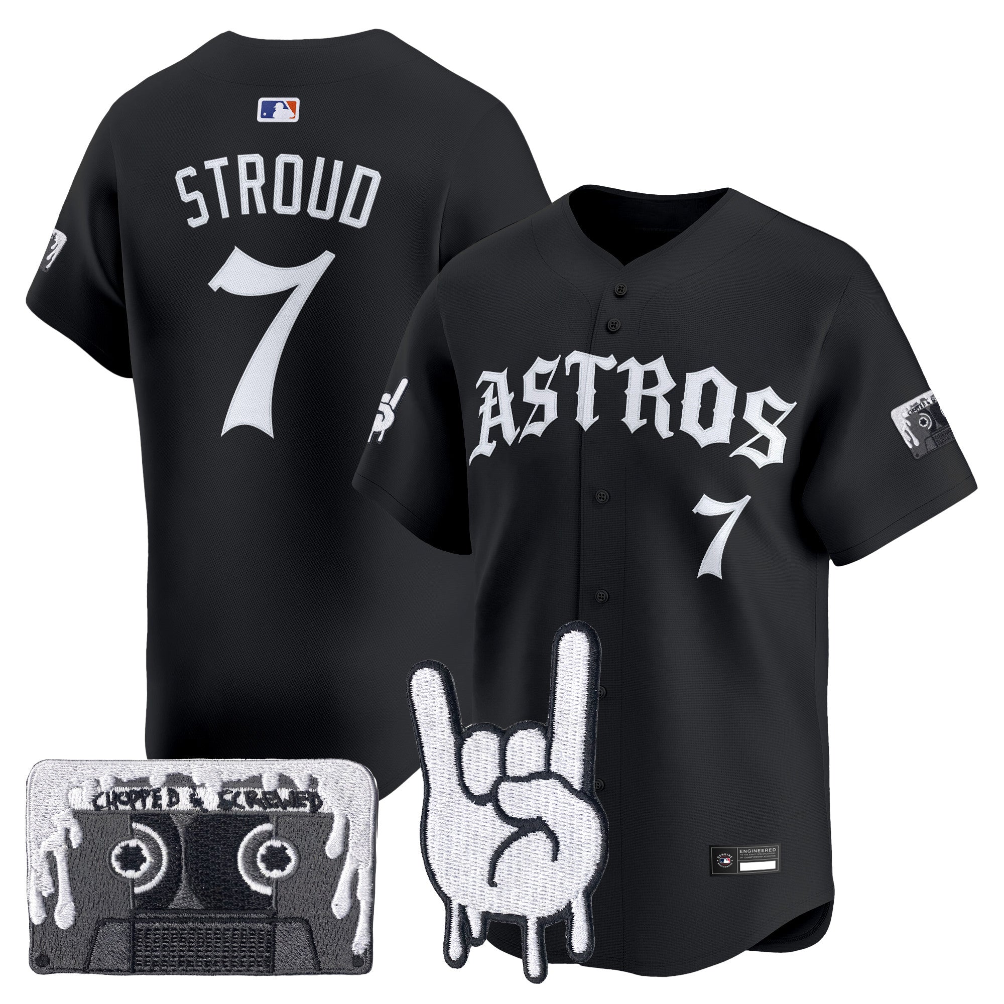 Men's Houston Astros Dj Screw Vapor Premier Limited Jersey - Gothic Edition - All Stitched