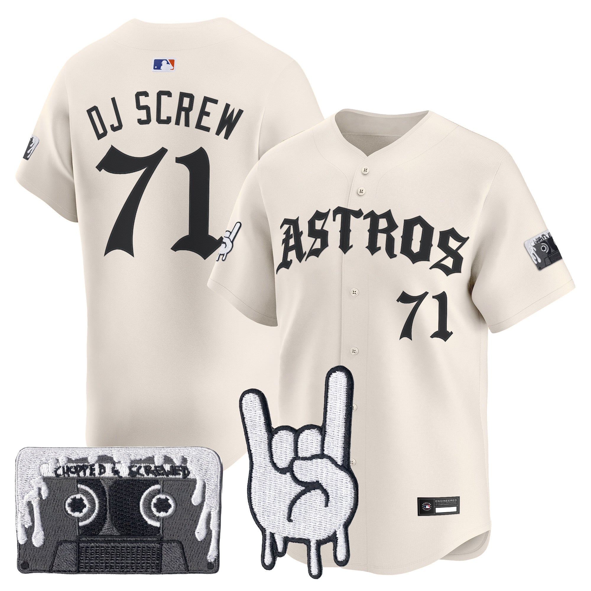 Men's Houston Astros Dj Screw Vapor Premier Limited Jersey - Gothic Edition - All Stitched
