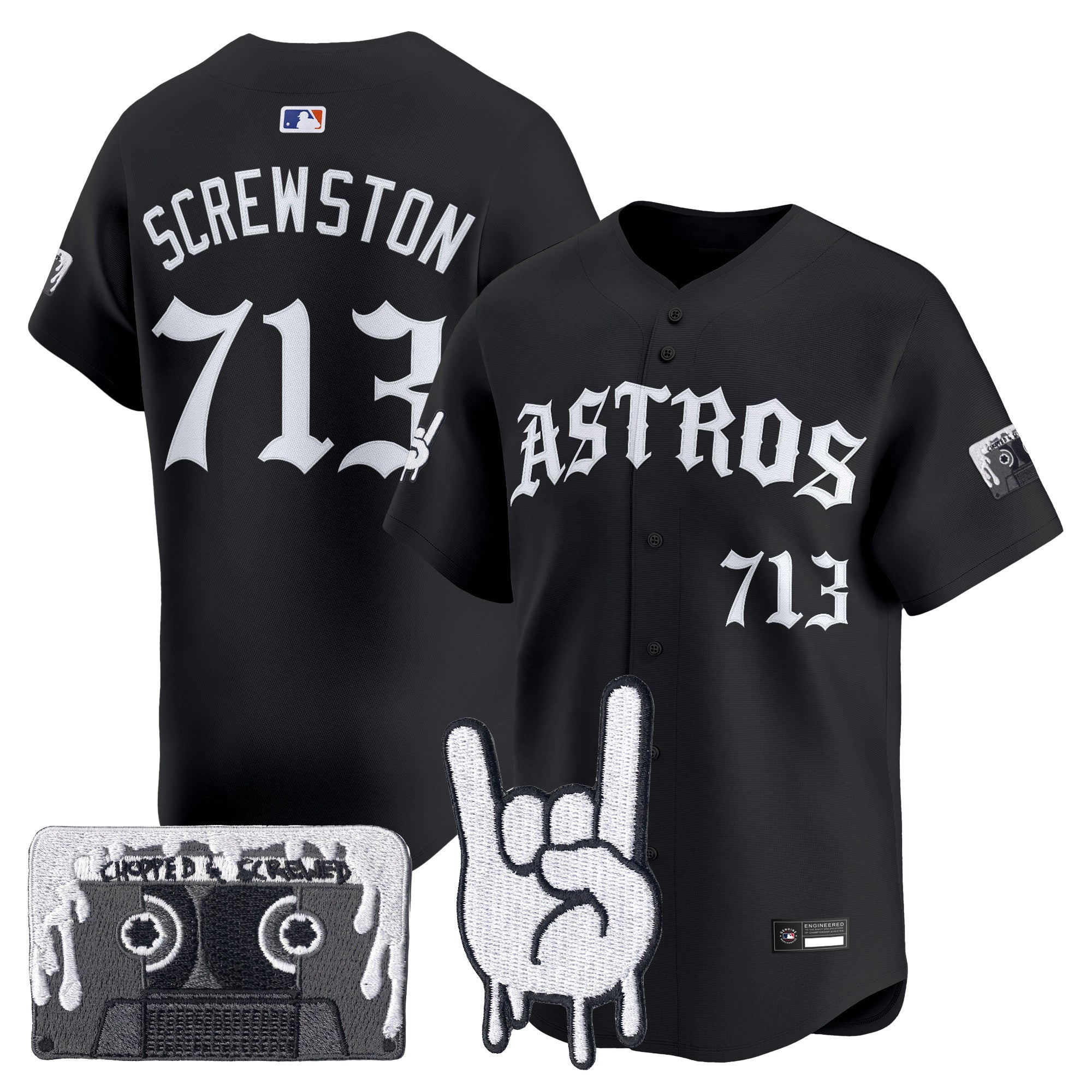 Men's Houston Astros Dj Screw Vapor Premier Limited Jersey - Gothic Edition - All Stitched
