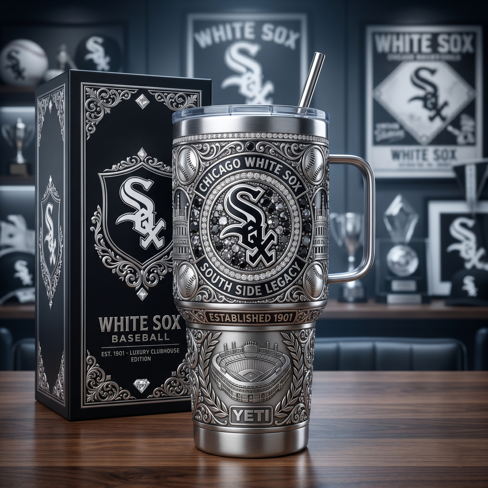 Chicago White Sox 40 oz Tumbler with Handle and Lid